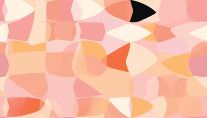 Hand drawn beautiful soft pink geometric pattern. Warm colours abstract shapes. Fashionable template for design.