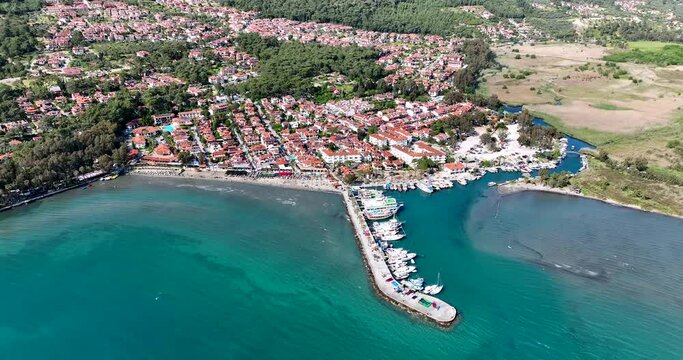 Akyaka's Coastal Beauty: Aerial Drone Video in Muğla, Turkey