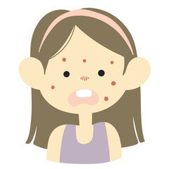 Face of sad young woman or girl with acne or other skin problem