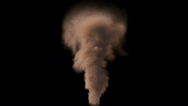 Sand Tornado isolated on black with Alpha Channel, Seamless Loop, 30 FPS.