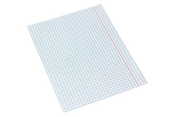 Grid paper sheet isolated on white background.