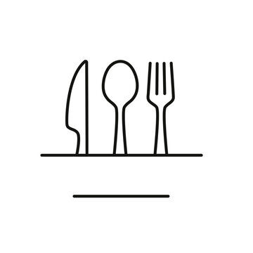 Spoon, fork, knife line. Cooking logo, restaurant logo