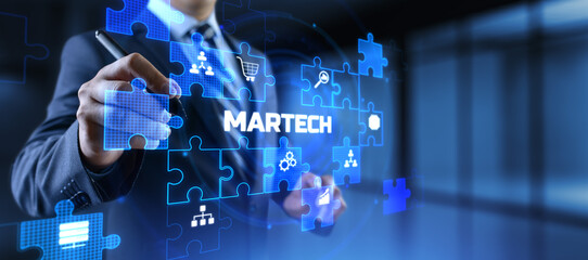 Martech marketing technology concept on virtual screen interface.