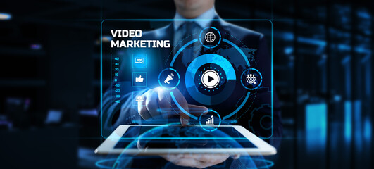 Video marketing social media advertising advertisement strategy business concept.