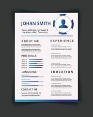 Professional modern and minimal resume or cv template design