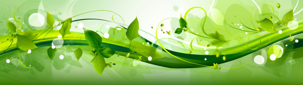 Natural organic banner with green nature background. Copy space. Generative AI