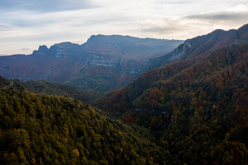 Autumn sunset in Puigsacalm peak, La Garrotxa, Spain