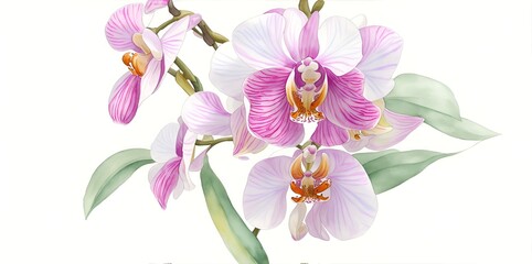Blooming orchid on a white background. Delicate orchid flower.