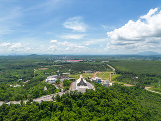 Aerial view of church on a Nui Cui mountain in Dong Nai province, Vietnam.