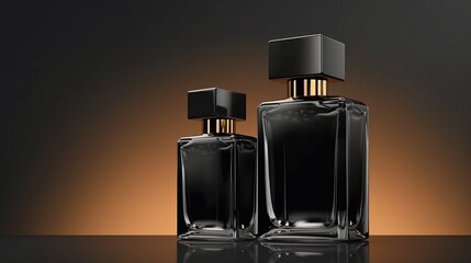 Illustration of a bottle of perfume on black background