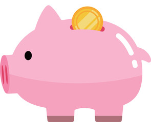 かわいい豚の貯金箱のイラスト