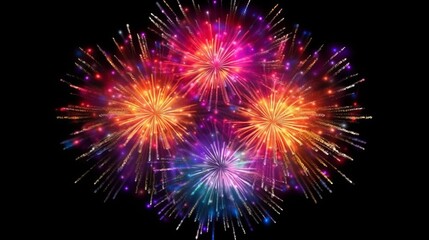 Illustration of a vibrant fireworks display illuminating the night sky