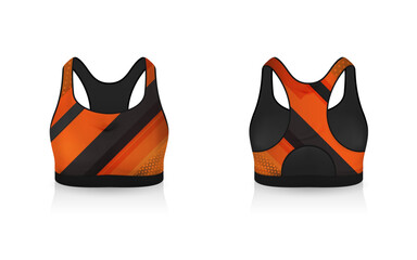 Specification Sport Bra Outfits , Standard Uniform Base Color White and Black template mock up for design. Vector Illustration