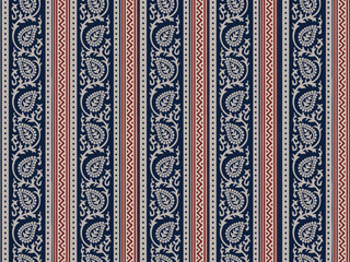 PAISLEY FLORAL SEAMLESS PATTERN ALL OVER PRINT WITH BORDER VECTOR ILLUSTRATION
