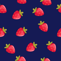 Seamless pattern of cartoon tasty strawberry
