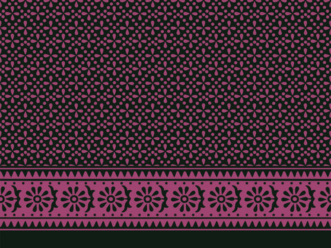 GEOMETRIC FLORAL WITH BORDER REPEAT PRINT SEAMLESS PATTERN VECTOR ILLUSTRATION