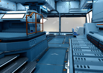 3D Rendering Science Fiction Control Cabin
