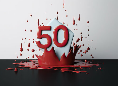 Postcard with abstract pattern and number 50.