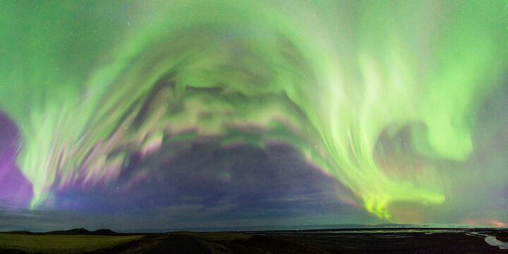 Aurora borealis over river