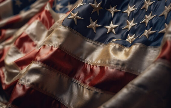 American flag close-up shot created with Generative AI technology