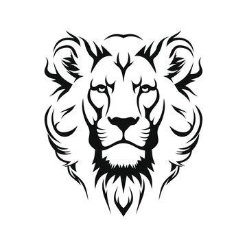 Lion Head Logo Design on White Background. Vector