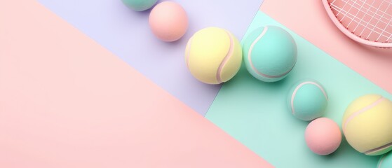 Horizontal composition with tennis ball. Sport lifestyle background. Summer template or banner. Sport games cover. Generative ai