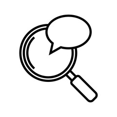 magnifying glass with chat bubble icon vector