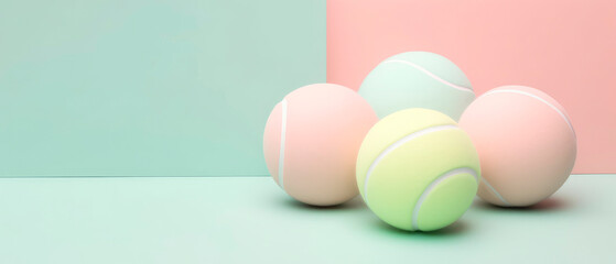 Horizontal composition with tennis ball. Sport lifestyle background. Summer template or banner. Sport games cover. Generative ai