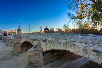 Beautiful architecture of Valencia city at dawn, Spain