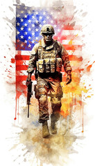 Naklejka premium USA theme stock photo for use on Memorial day, Veterans day, Independence day and 4th of July. Generative AI illustrations