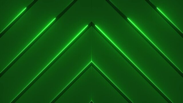 Abstract neon green background with up arrow and  light rays animation seamless loop