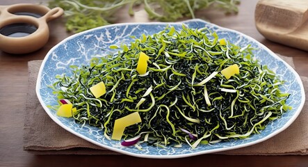 Seaweed salad in a bowl. generation of AI