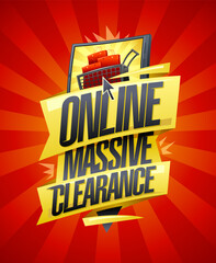 Online massive clearance, order online web banner concept