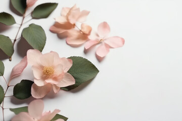 Fototapeta premium Dekorative Kartenvorlage mit Copyspace in Rosa und Grün. Generative AI