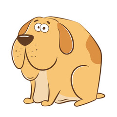 Funny cartoon dog purebred huge kind mongrel in flat style.