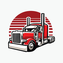 Semi Truck 18 Wheeler Vector Art Illustration Isolated. Best for Trucking Related Industry
