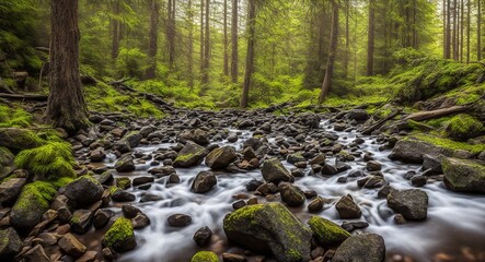 stream in the forest. ai generation