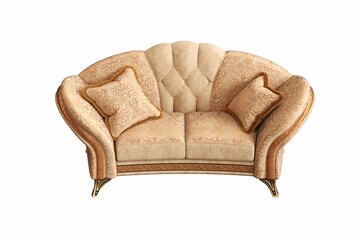 sofa isolated on white background, interior furniture, 3D illustration, cg render