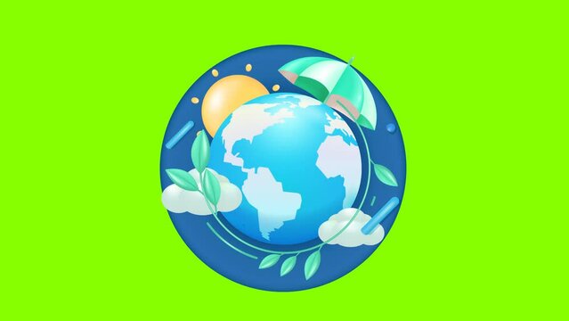 Animation of earth weather umbrella and plants. Aims to educate the public about Ozone Layer depletion. Suitable for education