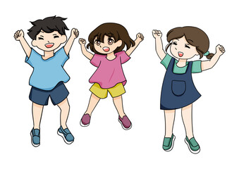 hand drawn children character illustration who is jumping