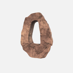 Stone Font 3D Render Of Number 0