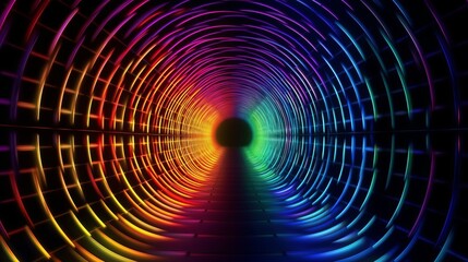 Illustration of a vibrant tunnel with a captivating glow at the end - obrazy, fototapety, plakaty