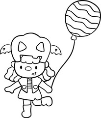 Halloween kid outline 
