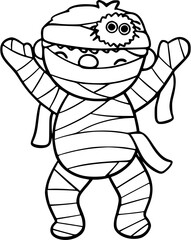 Halloween kid mummy outline