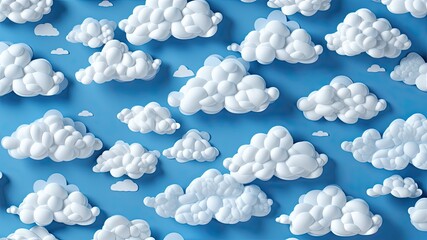 Blue sky with cloud layered paper, Generative AI - obrazy, fototapety, plakaty