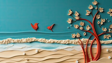 Summer weather layered paper , Generative AI