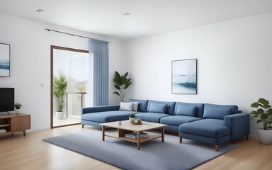 Naklejka na ściany i meble modern living room, generative ai
