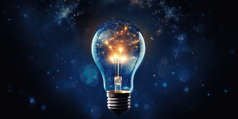Lightbulb cracked open to reveal a starry universe within , concept of Cosmic illumination, created with Generative AI technology