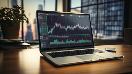 Laptop Financial Analytics: Stock Graphs and Charts