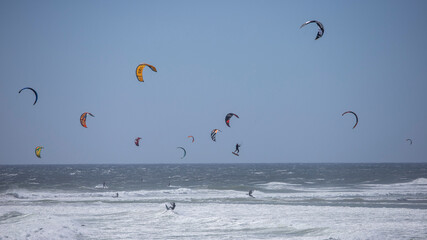 kite surfing in the sea